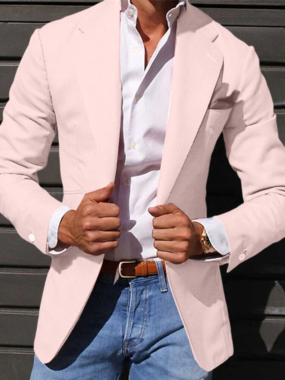 Veste blazer décontractée à un bouton et coupe ajustée pour hommes