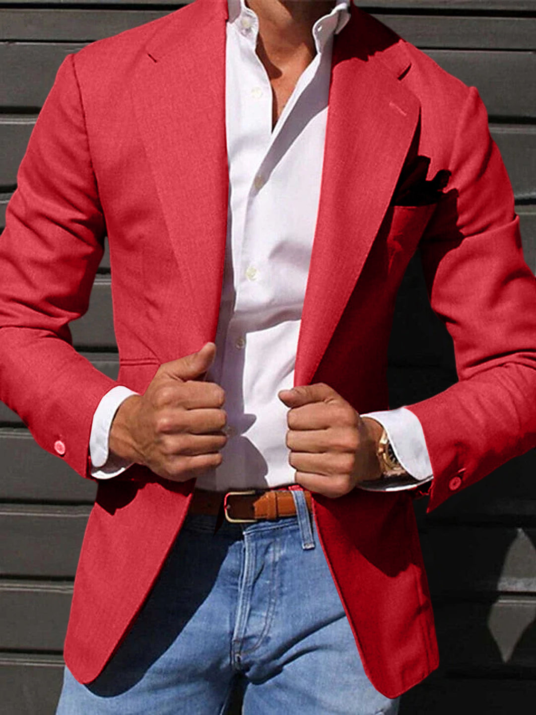 Veste blazer décontractée à un bouton et coupe ajustée pour hommes