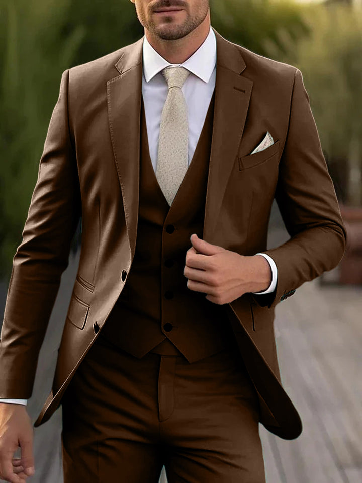 Costumes de Mariage 3 Pièces pour Hommes, Coupe Ajustée, Simple Boutonnage, Deux Boutons