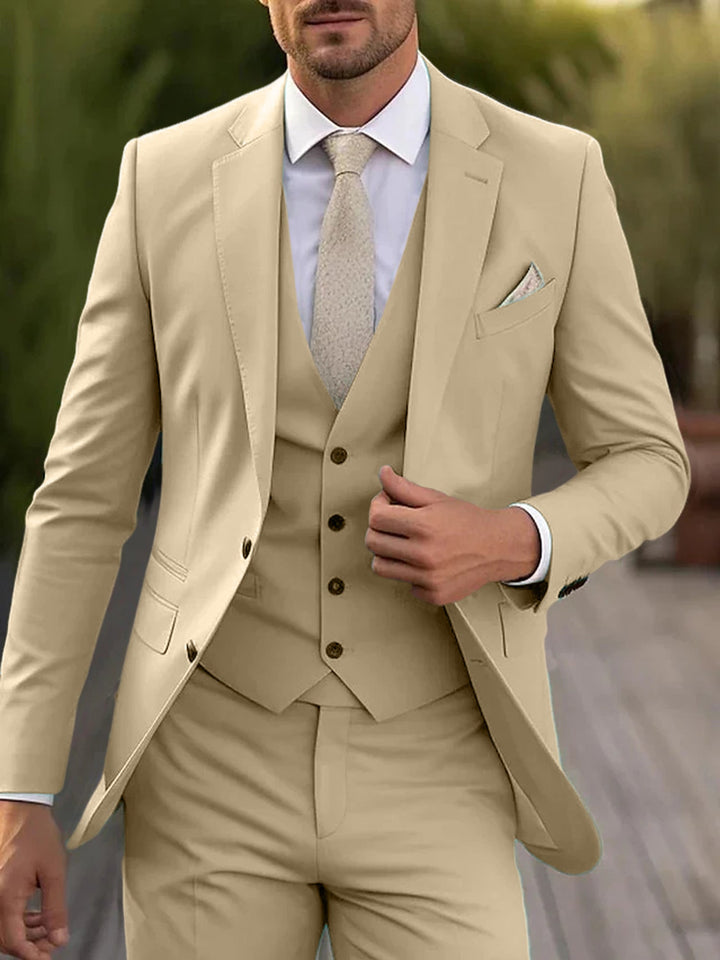 Costumes de Mariage 3 Pièces pour Hommes, Coupe Ajustée, Simple Boutonnage, Deux Boutons
