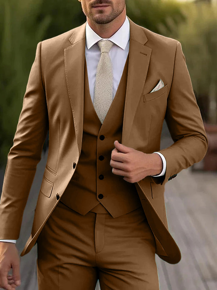 Costumes de Mariage 3 Pièces pour Hommes, Coupe Ajustée, Simple Boutonnage, Deux Boutons