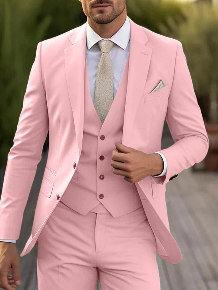 Costumes de Mariage 3 Pièces pour Hommes, Coupe Ajustée, Simple Boutonnage, Deux Boutons
