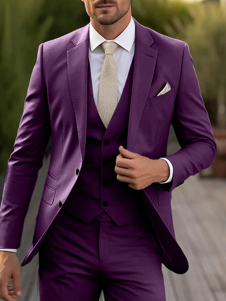 Costumes de Mariage 3 Pièces pour Hommes, Coupe Ajustée, Simple Boutonnage, Deux Boutons