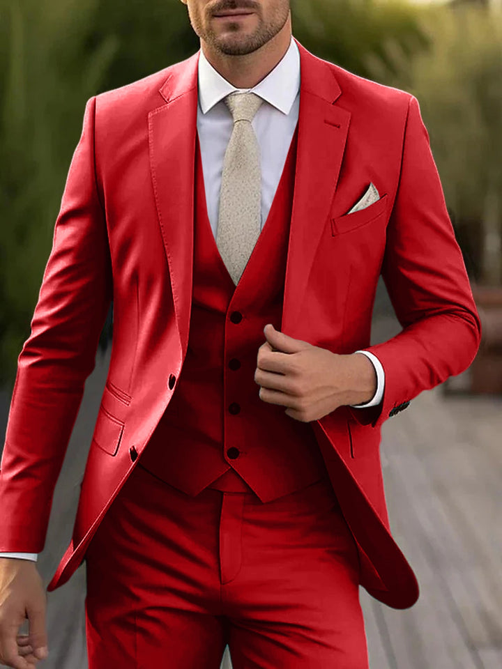 Costumes de Mariage 3 Pièces pour Hommes, Coupe Ajustée, Simple Boutonnage, Deux Boutons