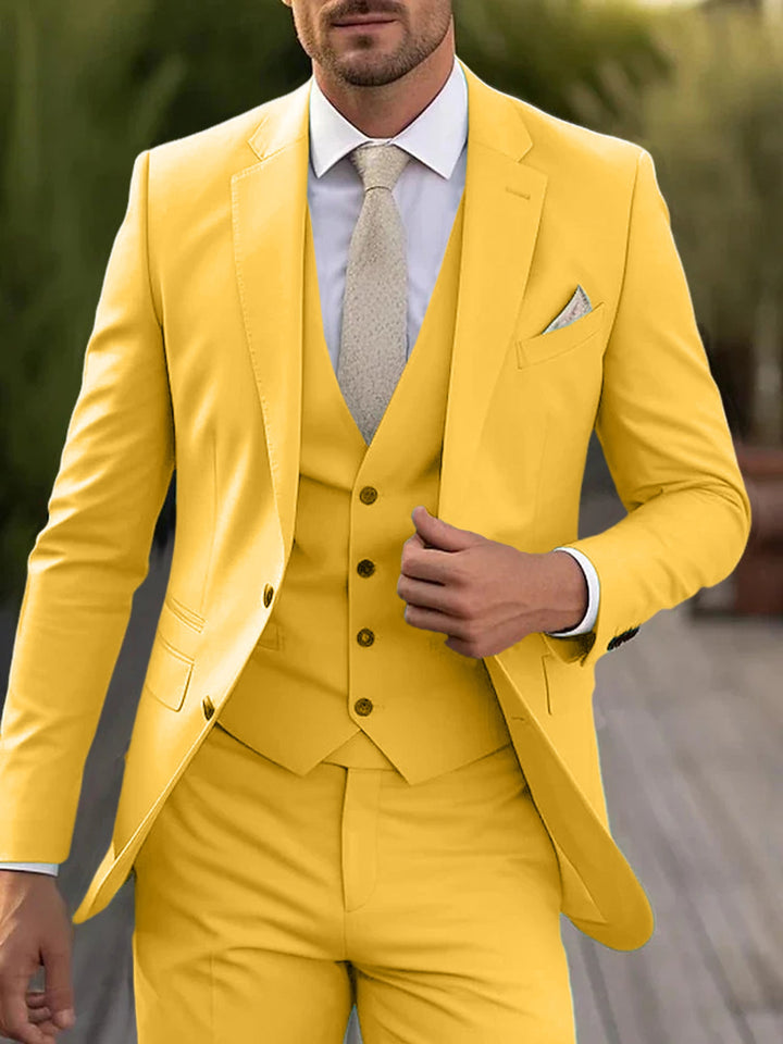 Costumes de Mariage 3 Pièces pour Hommes, Coupe Ajustée, Simple Boutonnage, Deux Boutons