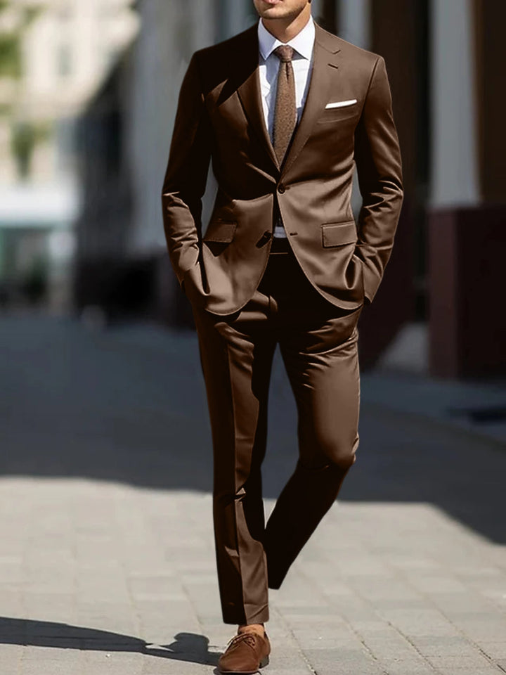 Costumes de Mariage 2 Pièces pour Hommes, Coupe Ajustée, Simple Boutonnage, Deux Boutons