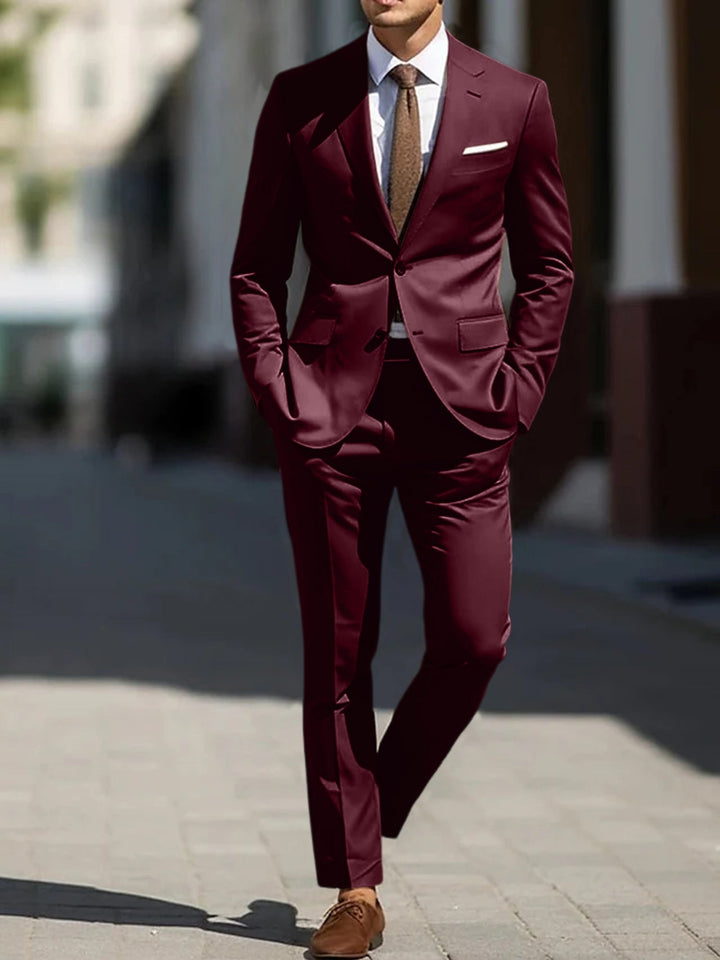 Costumes de Mariage 2 Pièces pour Hommes, Coupe Ajustée, Simple Boutonnage, Deux Boutons