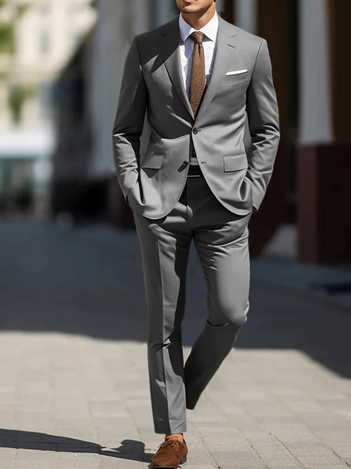 Costumes de Mariage 2 Pièces pour Hommes, Coupe Ajustée, Simple Boutonnage, Deux Boutons