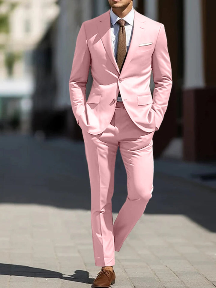 Costumes de Mariage 2 Pièces pour Hommes, Coupe Ajustée, Simple Boutonnage, Deux Boutons