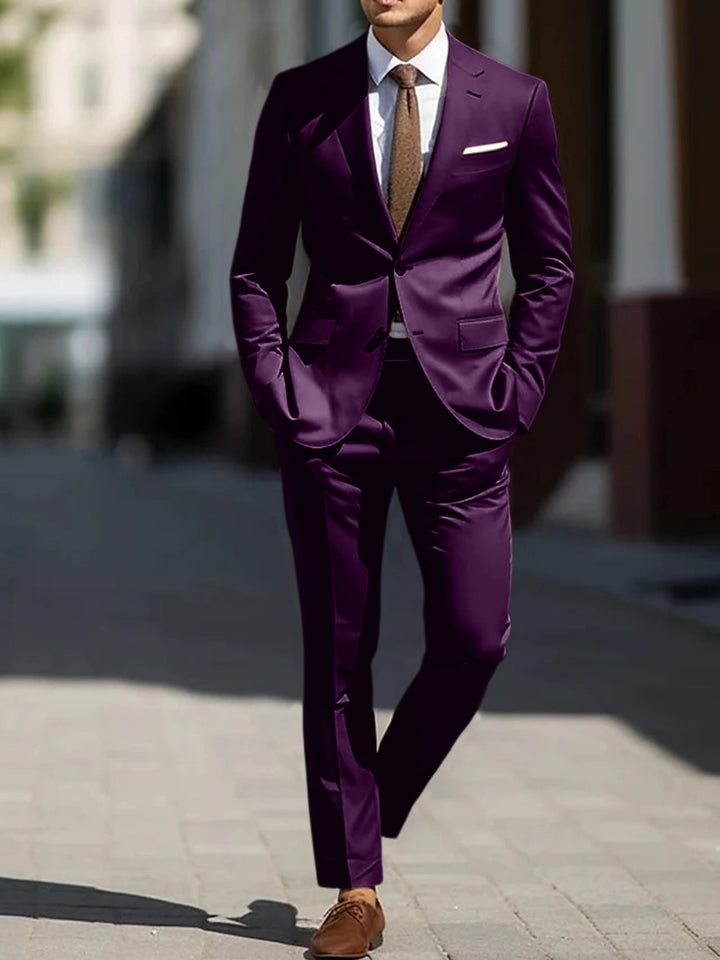 Costumes de Mariage 2 Pièces pour Hommes, Coupe Ajustée, Simple Boutonnage, Deux Boutons