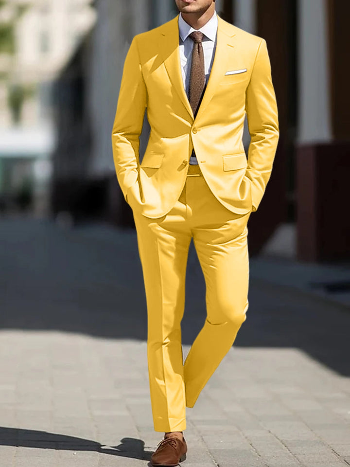 Costumes de Mariage 2 Pièces pour Hommes, Coupe Ajustée, Simple Boutonnage, Deux Boutons