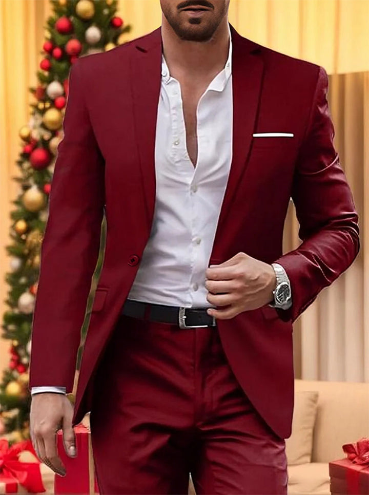Costumes de Mariage 2 Pièces pour Hommes, Coupe Ajustée, Simple Boutonnage, Un Bouton