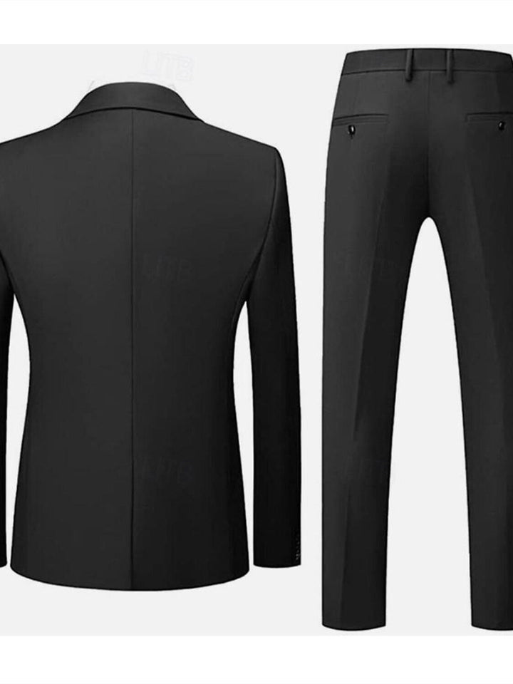 Costumes de Mariage 2 Pièces pour Hommes, Coupe Ajustée, Simple Boutonnage, Un Bouton