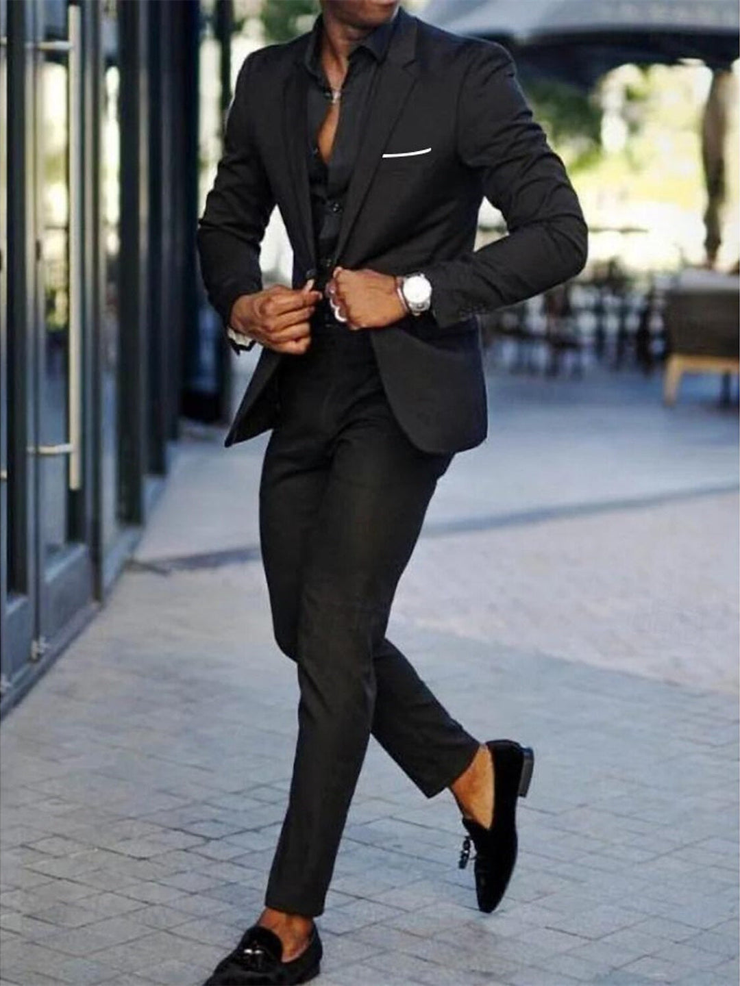 Costumes de Mariage 2 Pièces pour Hommes, Coupe Ajustée, Simple Boutonnage, Un Bouton