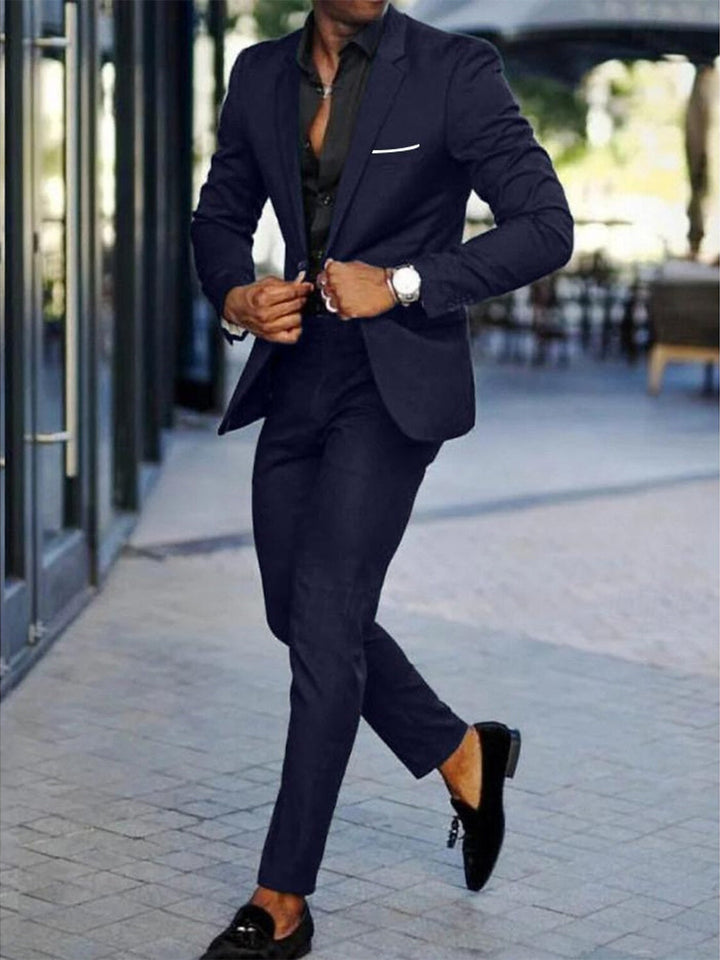 Costumes de Mariage 2 Pièces pour Hommes, Coupe Ajustée, Simple Boutonnage, Un Bouton