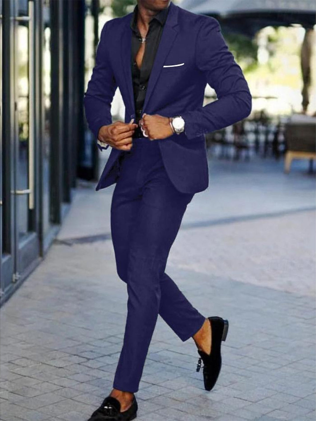 Costumes de Mariage 2 Pièces pour Hommes, Coupe Ajustée, Simple Boutonnage, Un Bouton