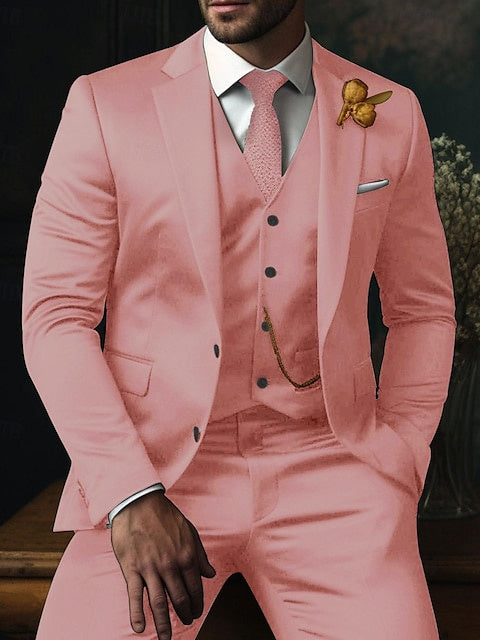Costumes de Mariage à Carreaux 3 Pièces à Boutonnage Simple et Deux Boutons pour Hommes