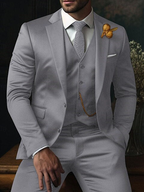 Costumes de Mariage à Carreaux 3 Pièces à Boutonnage Simple et Deux Boutons pour Hommes