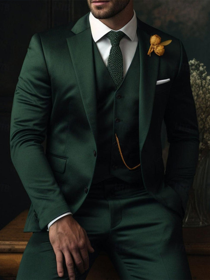 Costumes de Mariage à Carreaux 3 Pièces à Boutonnage Simple et Deux Boutons pour Hommes