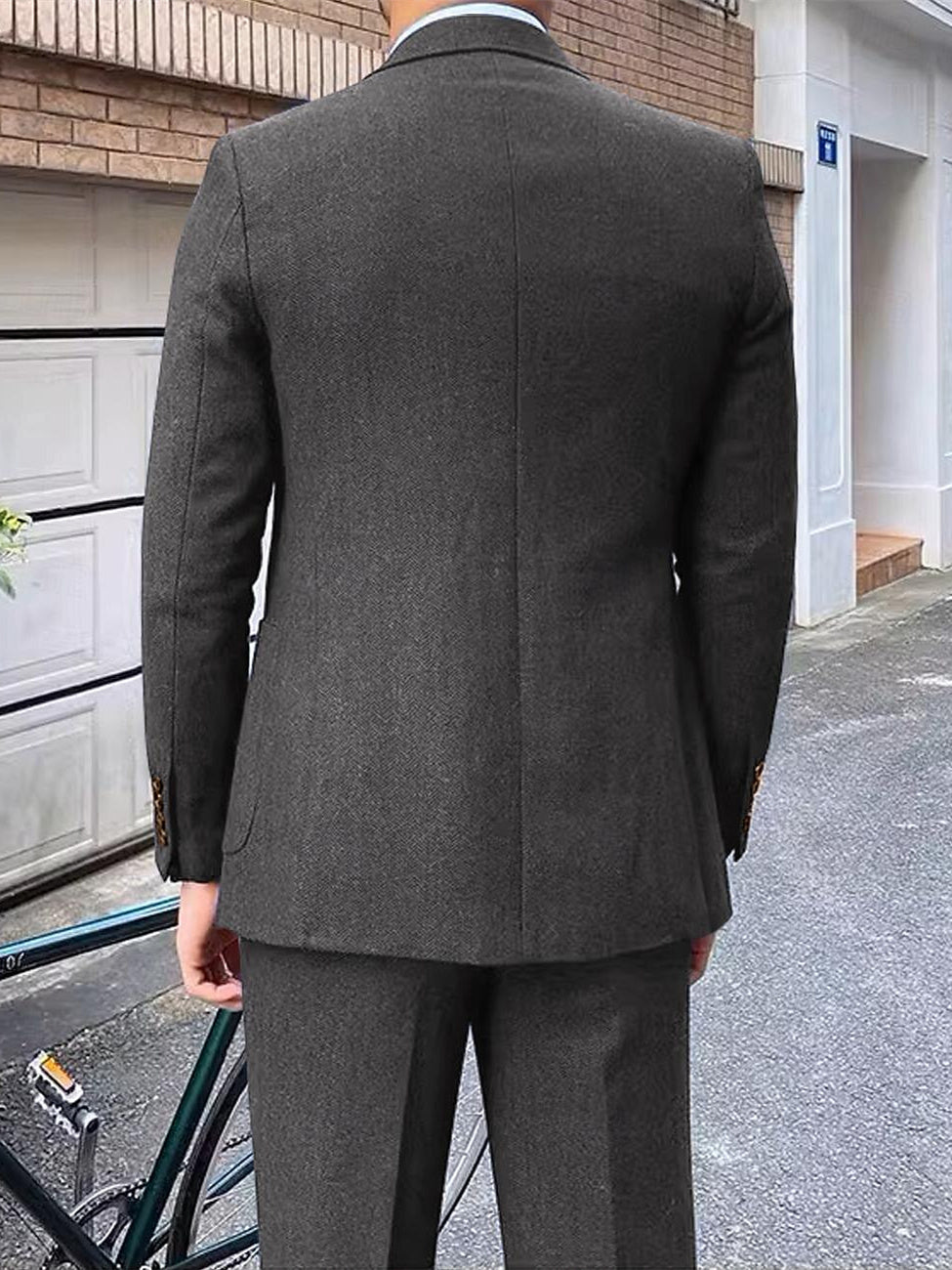 Costumes de Mariage 3 Pièces en Tweed à Deux Boutons et à Coupe Ajustée pour Hommes