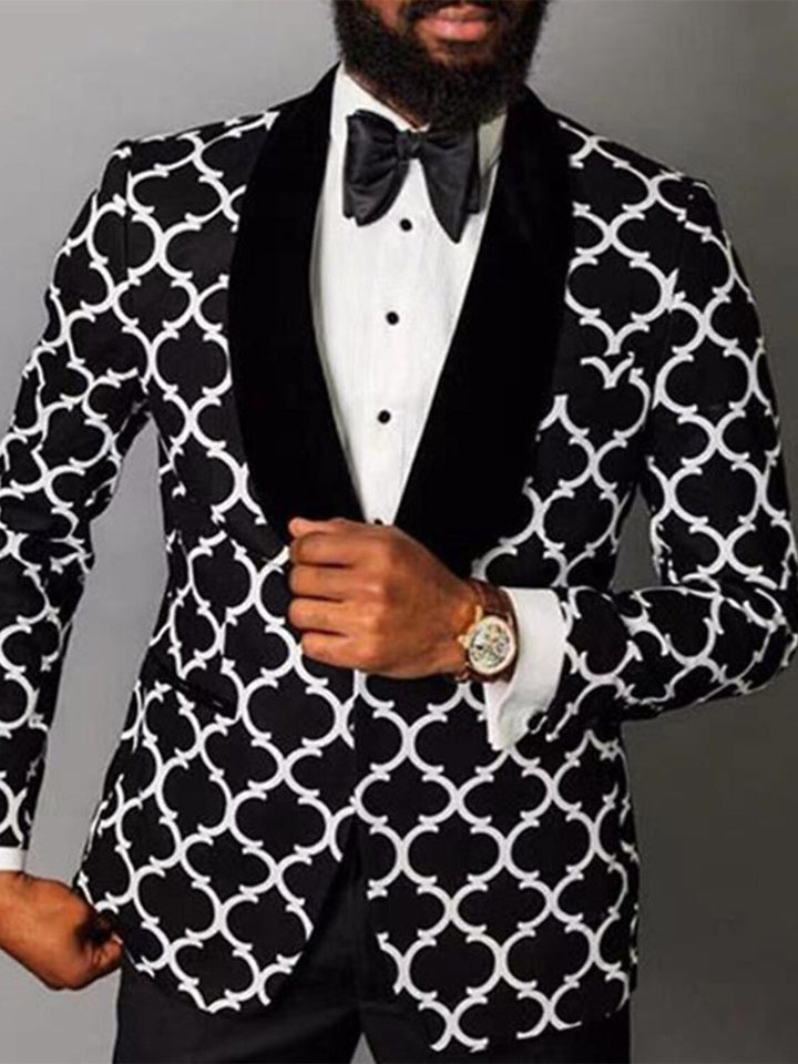 Costumes de Fête à Carreaux à Simple Boutonnage et à Un Bouton pour Hommes, Coupe Ajustée et Tendance