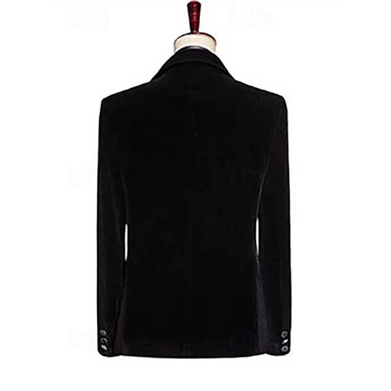 Costume de Mariage 2 Pièces pour Homme, Coupe Ajustée, Simple Boutonnage, Couleur Pure, Blazer à Paillettes en Velours