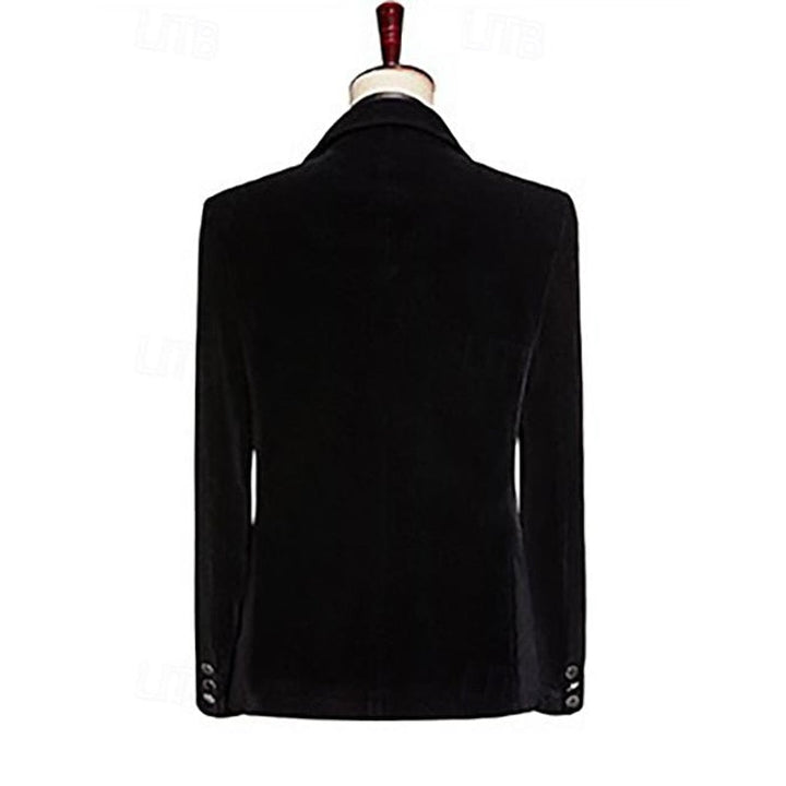 Costume de Mariage 2 Pièces pour Homme, Coupe Ajustée, Simple Boutonnage, Couleur Pure, Blazer à Paillettes en Velours