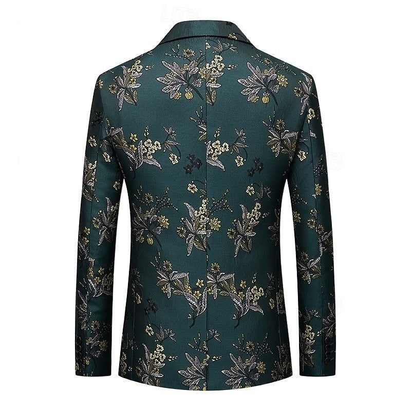 Costumes de Mariage Pour Hommes, Coupe Ajustée, Simple Boutonnage, Imprimé Floral, Blazer