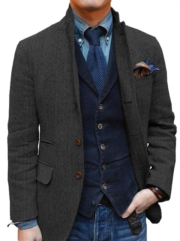 Veste homme rétro vintage, coupe régulière, grande taille, 2 boutons, sport, tweed