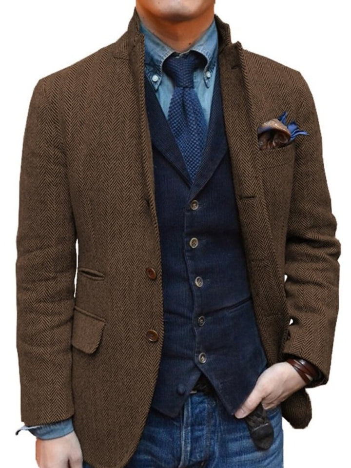 Veste homme rétro vintage, coupe régulière, grande taille, 2 boutons, sport, tweed