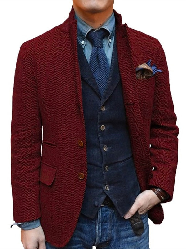 Veste homme rétro vintage, coupe régulière, grande taille, 2 boutons, sport, tweed