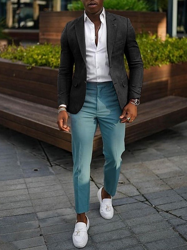 Veste homme mode, décontractée, grande taille, coupe régulière ajustée, uni, droit, 2 boutons