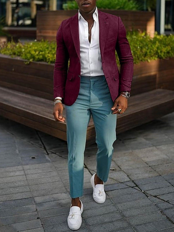 Veste homme mode, décontractée, grande taille, coupe régulière ajustée, uni, droit, 2 boutons