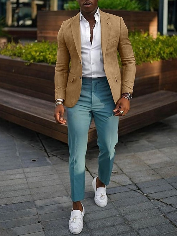 Veste homme mode, décontractée, grande taille, coupe régulière ajustée, uni, droit, 2 boutons