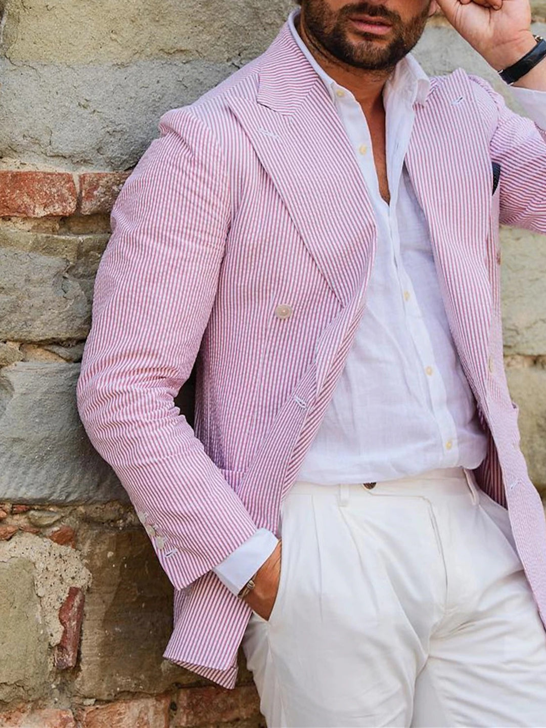 Veste homme seersucker, mode, bureau, rayée