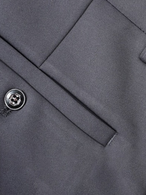 Pantalon homme noir et gris, épais, long, uni, grande élasticité, coupe standard, chaud