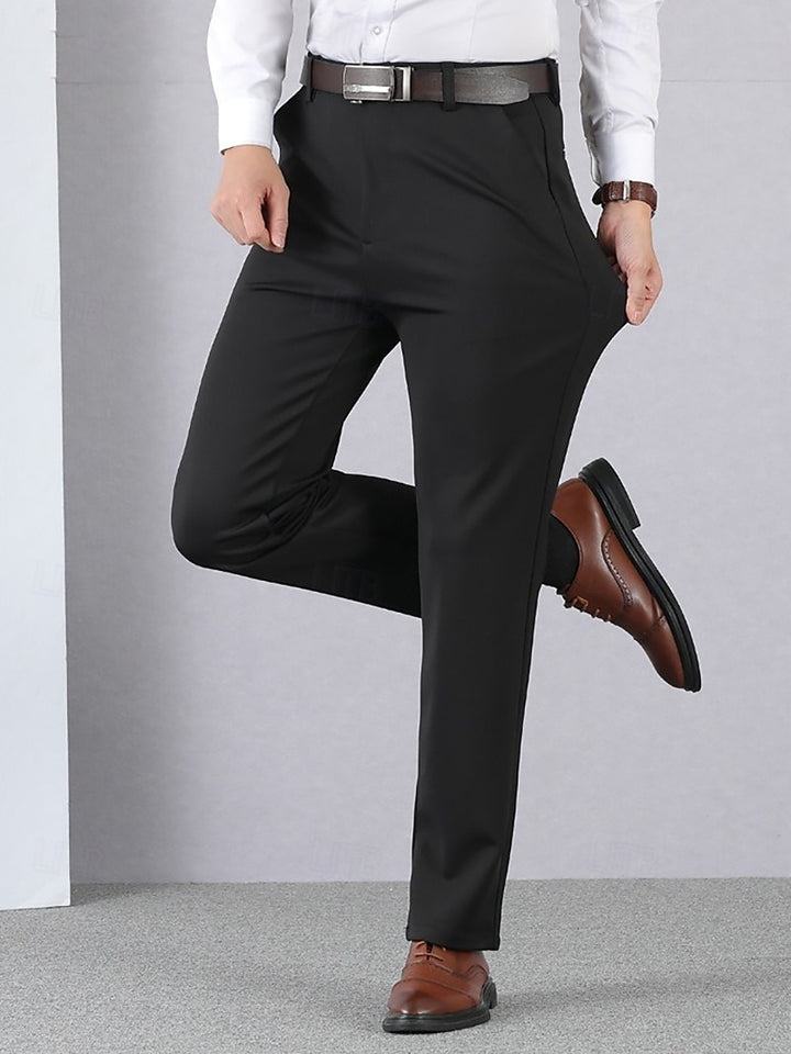 Pantalon homme noir et gris, épais, long, uni, grande élasticité, coupe standard, chaud