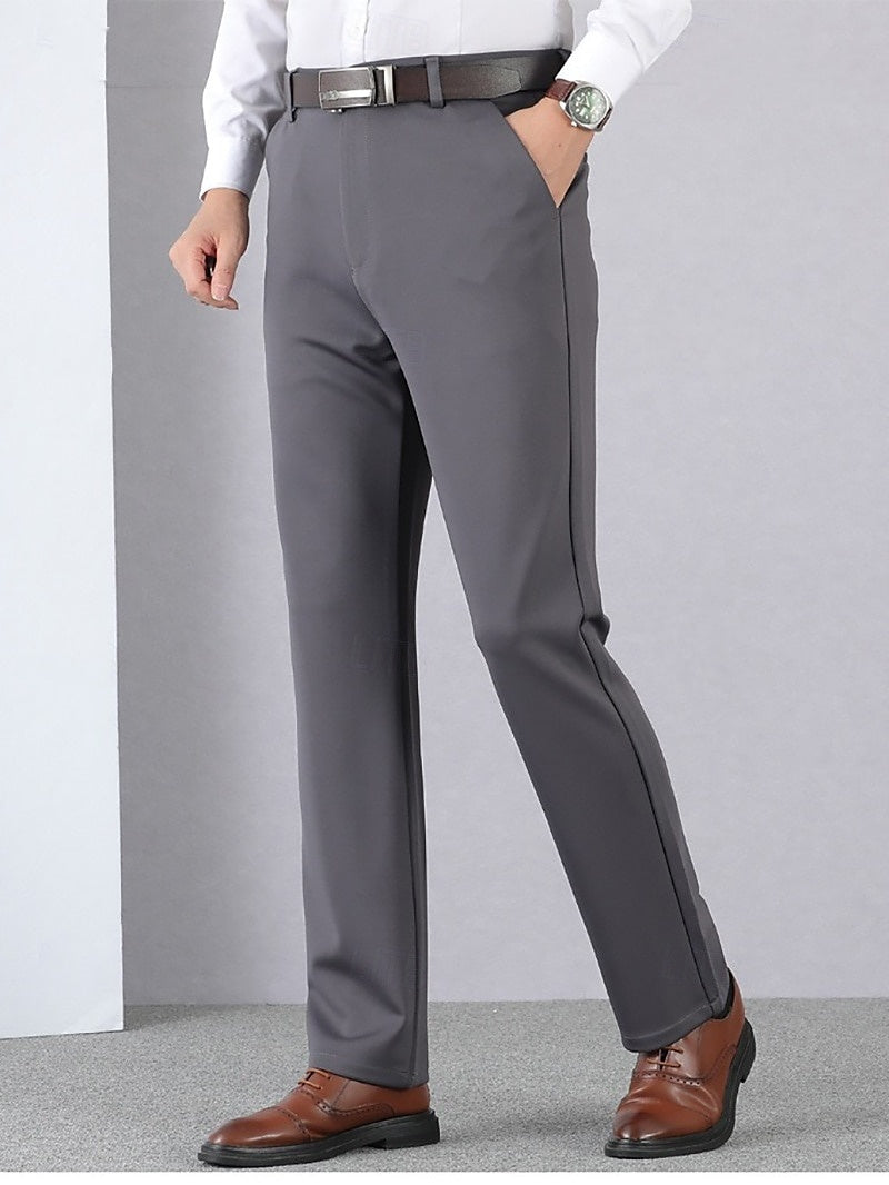 Pantalon homme noir et gris, épais, long, uni, grande élasticité, coupe standard, chaud