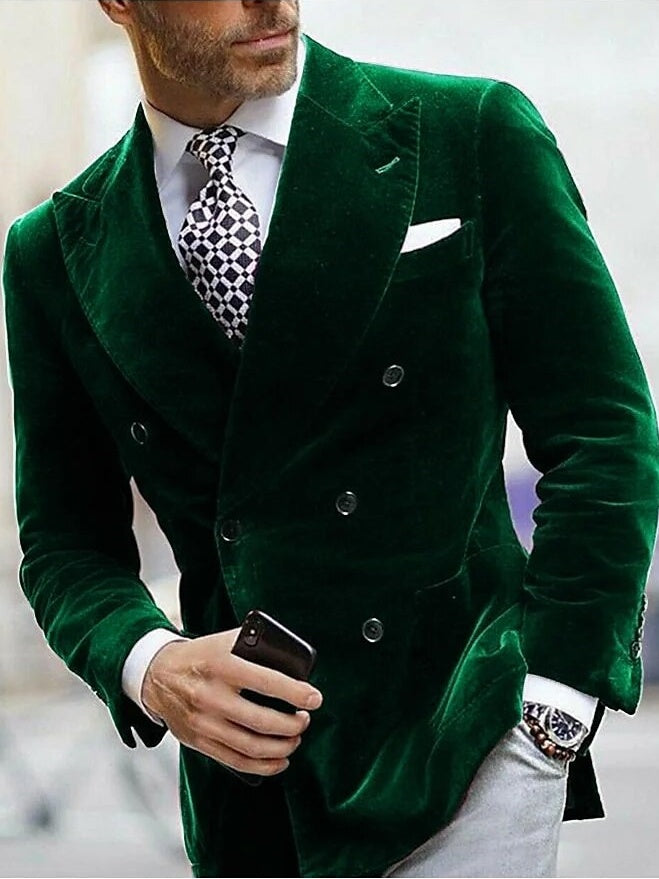 Veste homme velours, preppy, soirée, mariage, revers pointus, coupe slim, croisée, 6 boutons