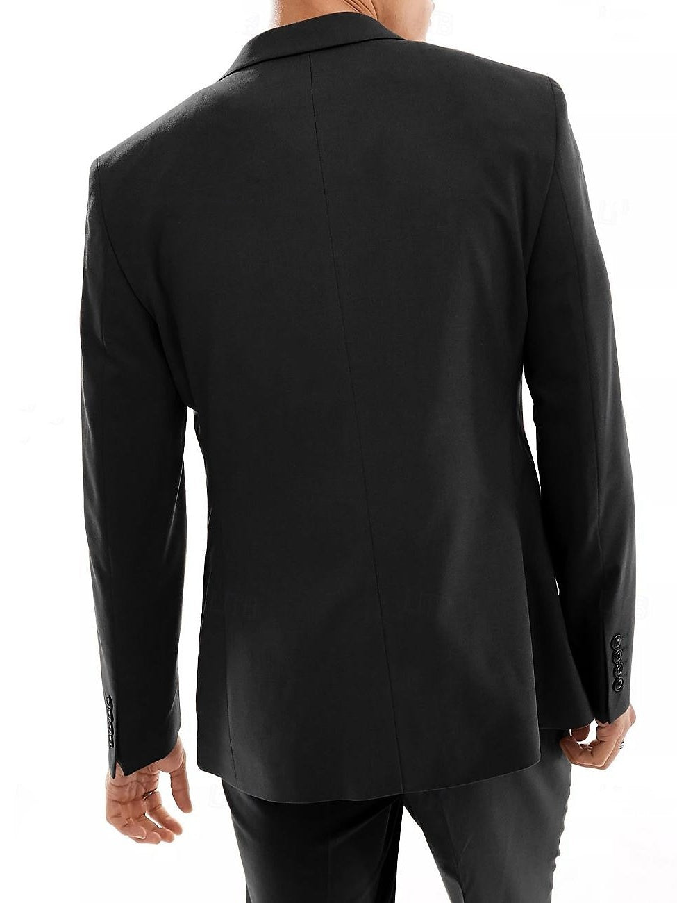 Costume homme 2 pièces noir et vert, affaires/travail, coupe slim, croisé, 6 boutons, pour mariage