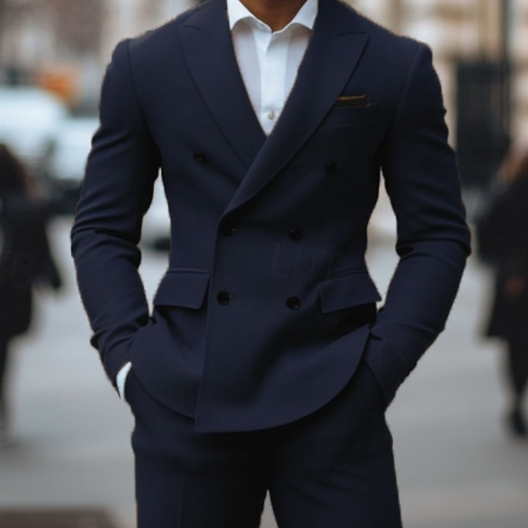 Costume homme 2 pièces, cérémonie/travail, coupe ajustée, croisé, 6 boutons, pour soirée/galas