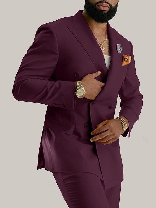 Costume homme 2 pièces, quotidien/affaires, croisé, 6 boutons, pour mariage/galas