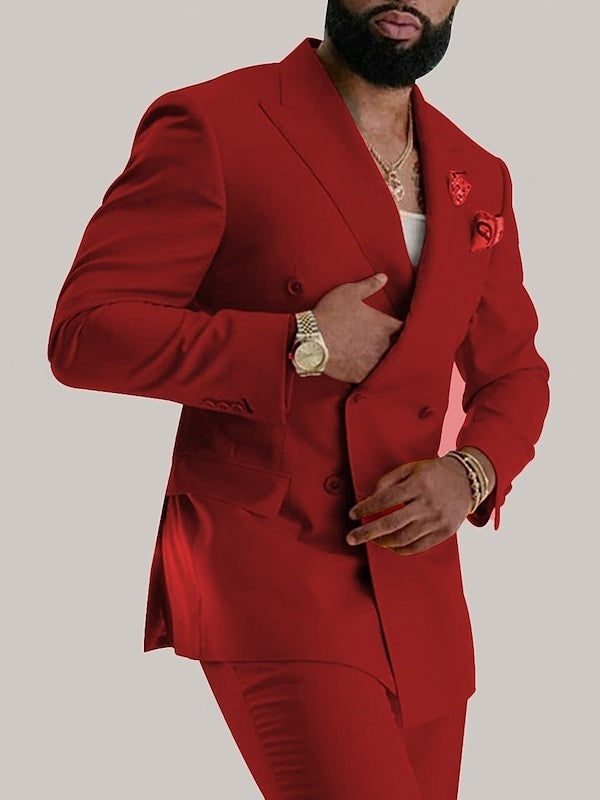 Costume homme 2 pièces, quotidien/affaires, croisé, 6 boutons, pour mariage/galas