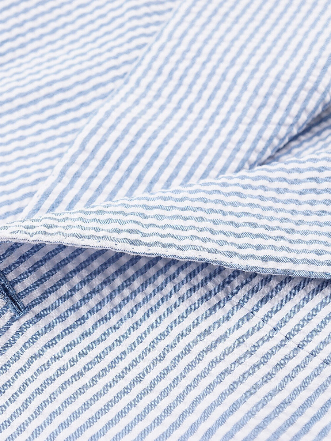 Costume homme 2 pièces bleu, seersucker, rayé, coupe standard, droit, 1 bouton, pour mariage/plage