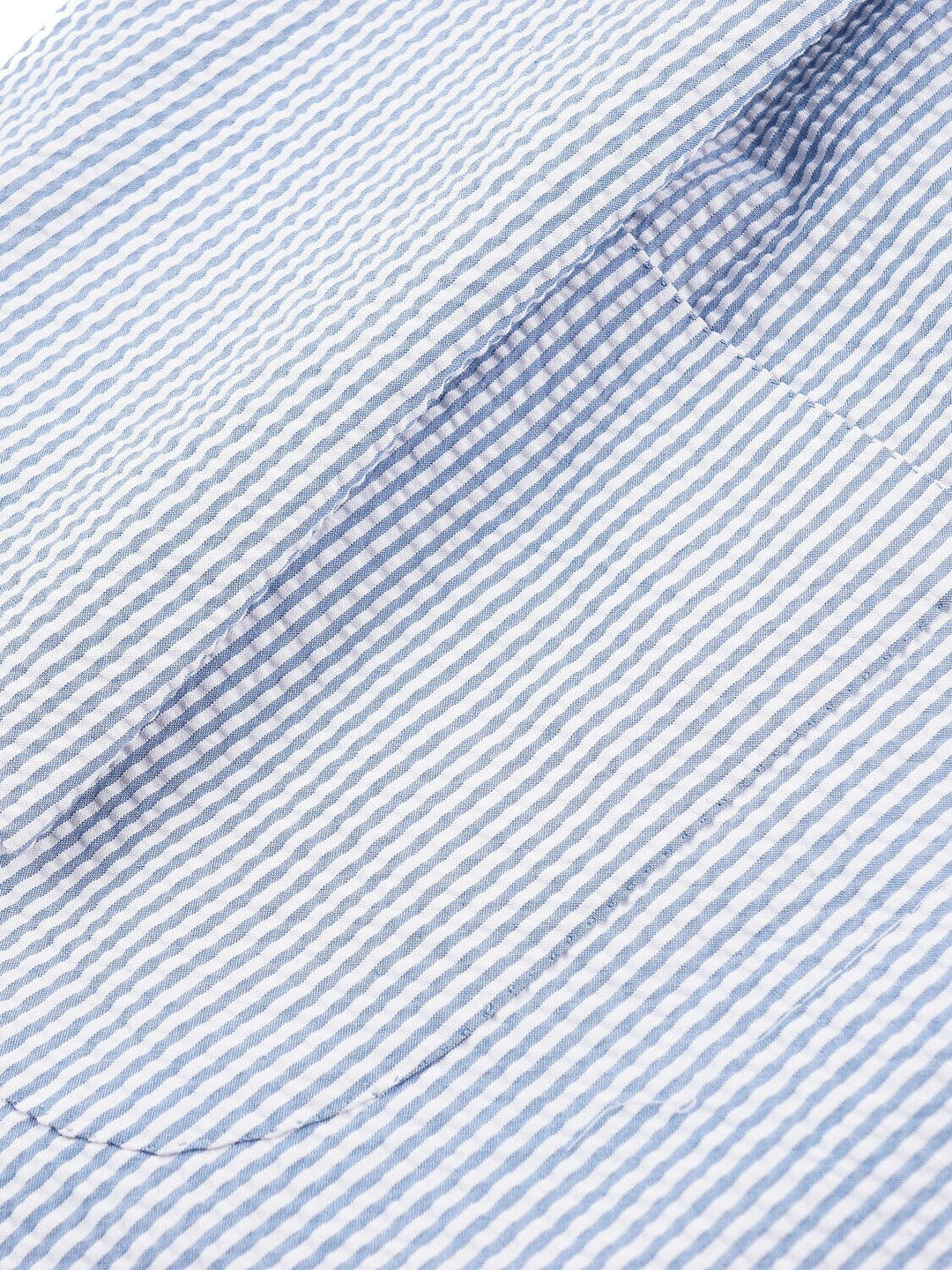 Costume homme 2 pièces bleu, seersucker, rayé, coupe standard, droit, 1 bouton, pour mariage/plage