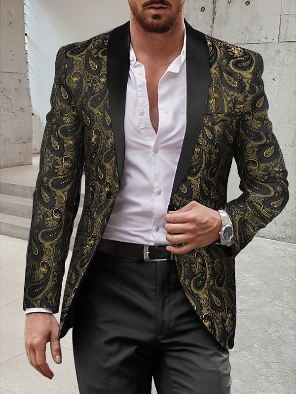 Costume homme 2 pièces, col châle, imprimé, coupe standard, droit, pour gala/disco/dîner