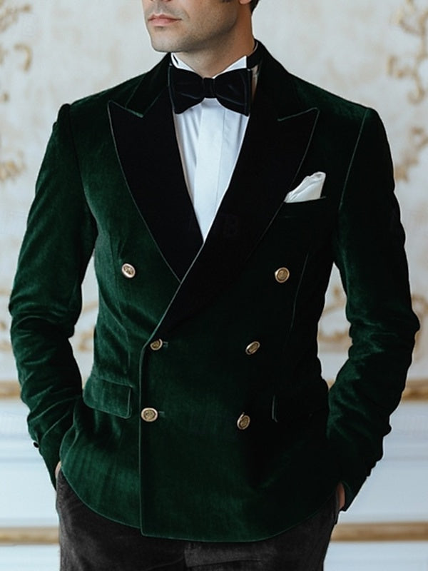 Veste homme velours, patchwork, uni, croisée, coupe standard, vintage, pour soirée