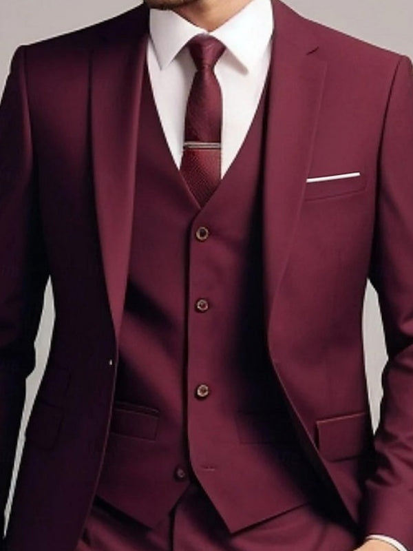 Costume homme 3 pièces, coupe ajustée, droit, 2 boutons, pour mariage/galas