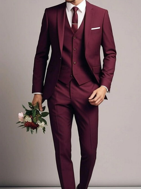 Costume homme 3 pièces, coupe ajustée, droit, 2 boutons, pour mariage/galas