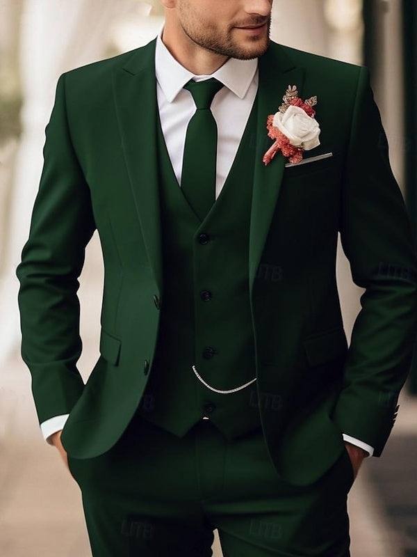 Costume homme 3 pièces, coupe ajustée, droit, 2 boutons, pour mariage/galas